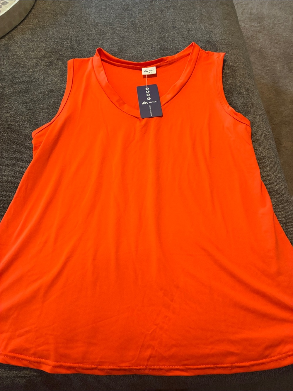 Women's V-Neck Sleeveless Tank in Vibrant Orange medium